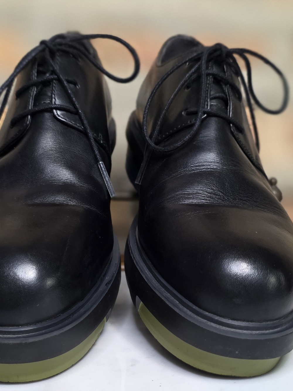 Camper Women's Black Platform Lace-Up Shoes with Olive And Blue Sole. EU41 Nice!